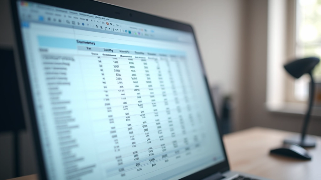 Feuille de calcul affichant un calendrier financier annuel avec colonnes pour revenus, charges et cotisations